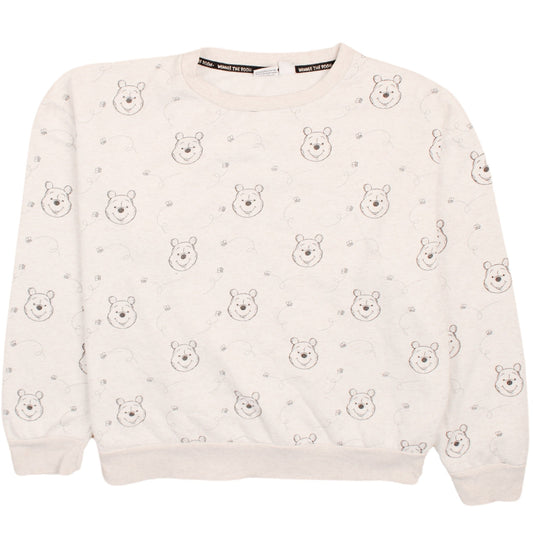 Disney Women Beige Winnie the Pooh Pullover Sweatshirt Size L