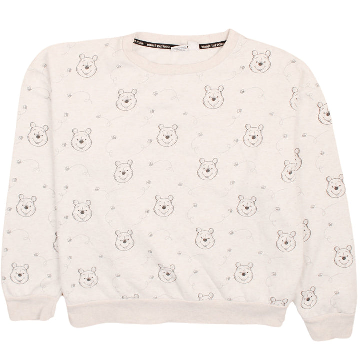 Disney Women Beige Winnie the Pooh Pullover Sweatshirt Size L