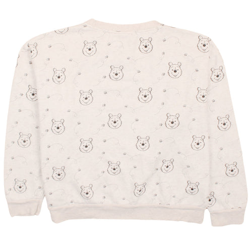 Disney Women Beige Winnie the Pooh Pullover Sweatshirt Size L