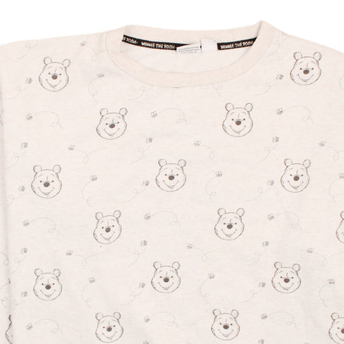 Disney Women Beige Winnie the Pooh Pullover Sweatshirt Size L
