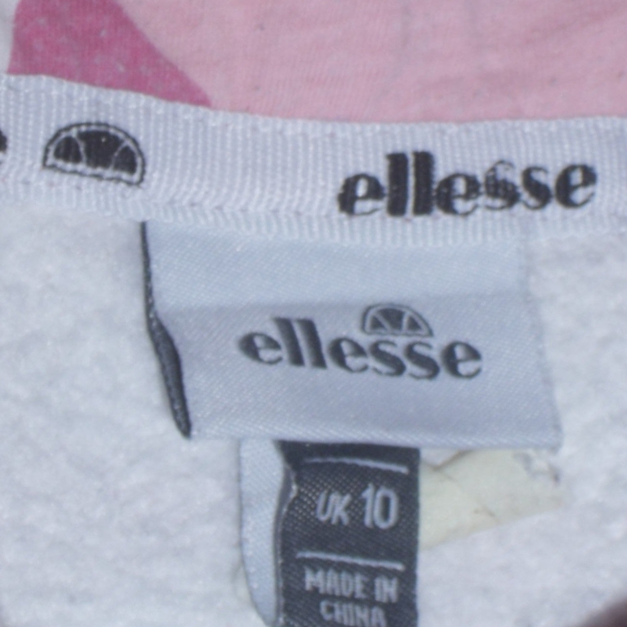 Ellesse Women Pink Camo Pullover Hoodie UK 10 Cotton Blend