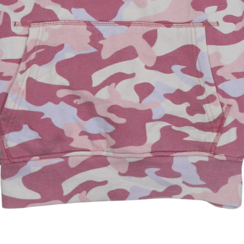 Ellesse Women Pink Camo Pullover Hoodie UK 10 Cotton Blend