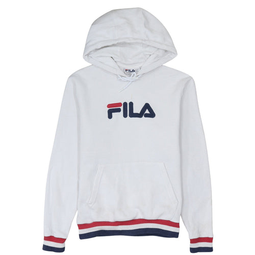 Fila Men's White Pullover Hoodie S Logo Graphic Cotton Blend