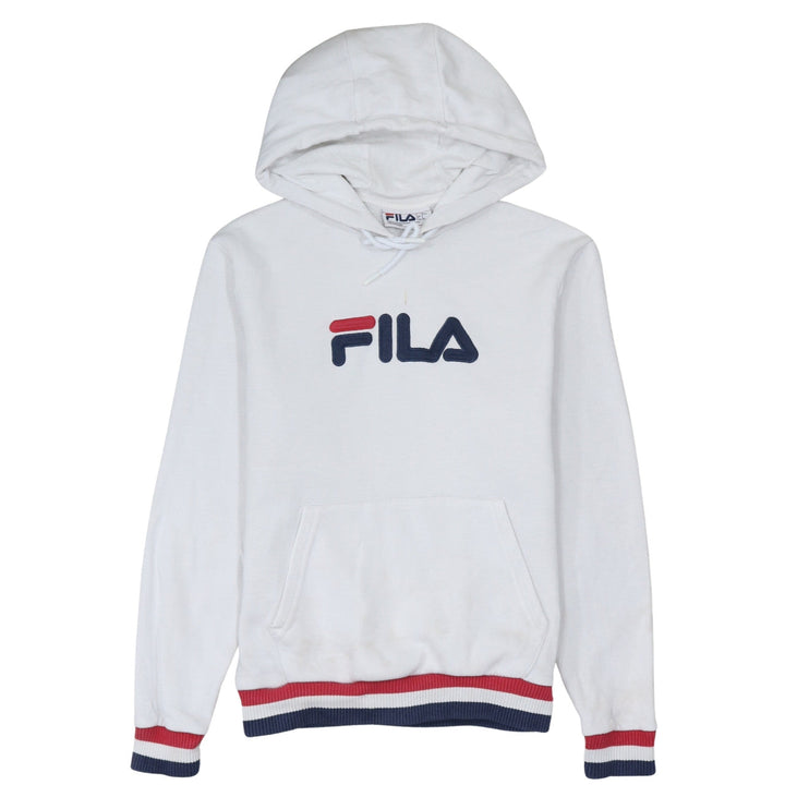Fila Men's White Pullover Hoodie S Logo Graphic Cotton Blend