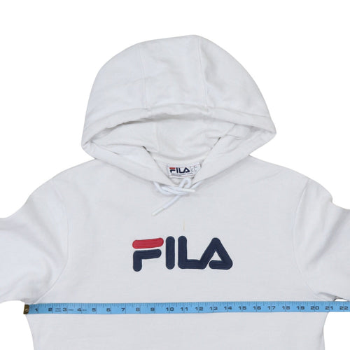 Fila Men's White Pullover Hoodie S Logo Graphic Cotton Blend