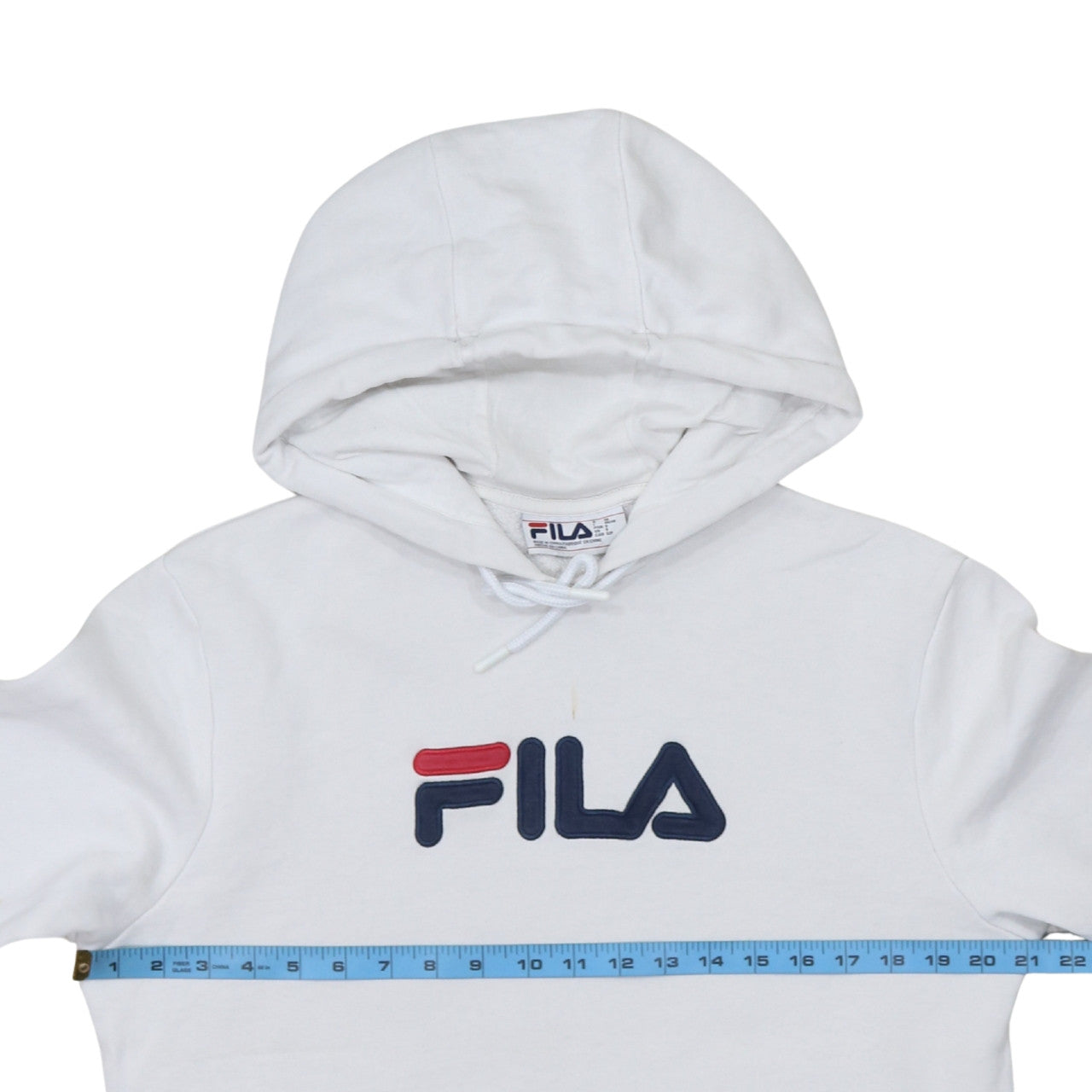 Fila Men's White Pullover Hoodie S Logo Graphic Cotton Blend