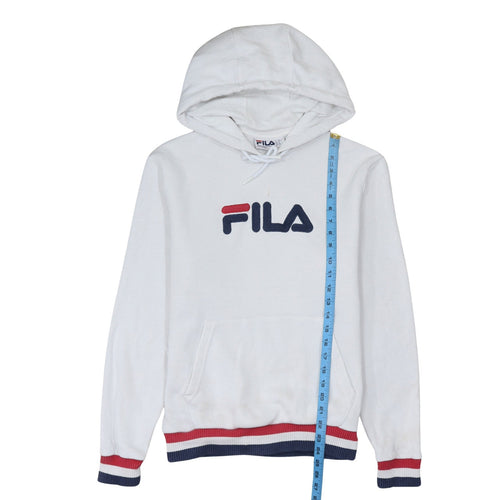 Fila Men's White Pullover Hoodie S Logo Graphic Cotton Blend