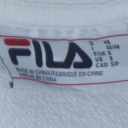 Fila Men's White Pullover Hoodie S Logo Graphic Cotton Blend