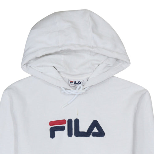 Fila Men's White Pullover Hoodie S Logo Graphic Cotton Blend