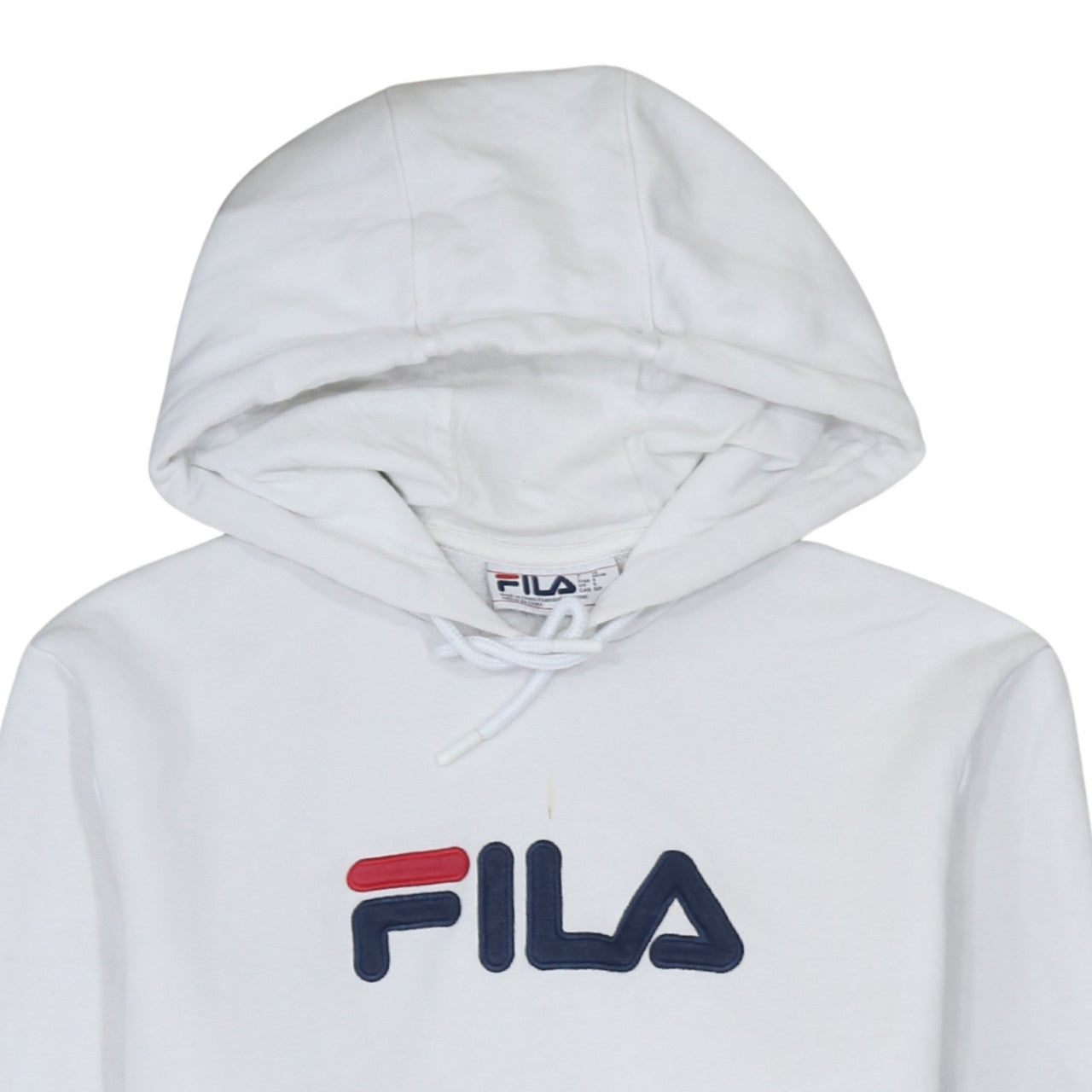 Fila Men's White Pullover Hoodie S Logo Graphic Cotton Blend