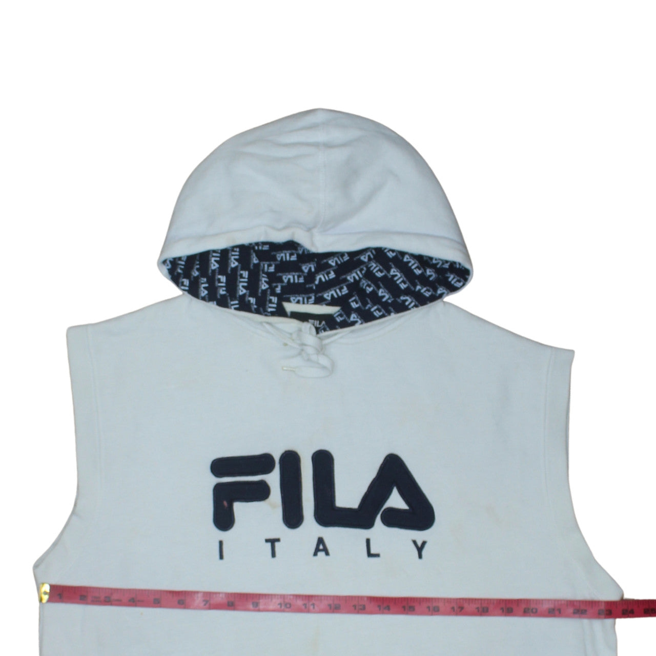 FILA Men’s White Sleeveless Hoodie Vest XL Sports Fleece