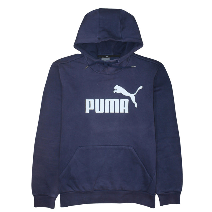 Puma Men's Blue Pullover Hoodie M Logo Sportswear Fleece