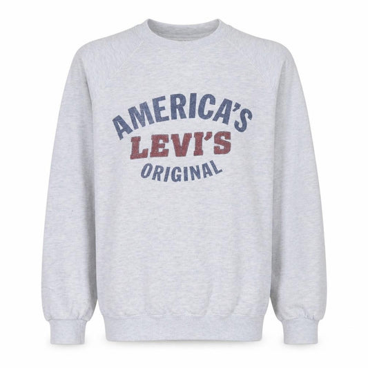 Front view of Levi's Men's Grey Pullover Sweatshirt Small Graphic Logo Vintage