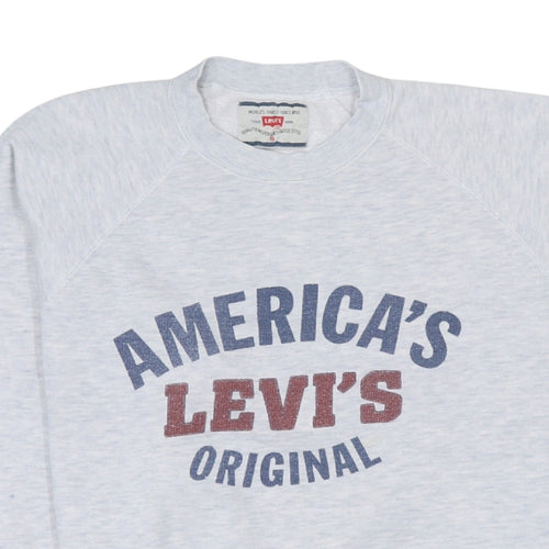 Levi's Men's Grey Pullover Sweatshirt Small Graphic Logo Vintage