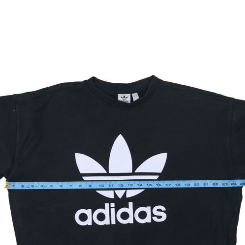 Adidas Women Black Crew Neck Pullover Sweatshirt Size 18 L Logo