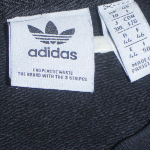 Adidas Women Black Crew Neck Pullover Sweatshirt Size 18 L Logo