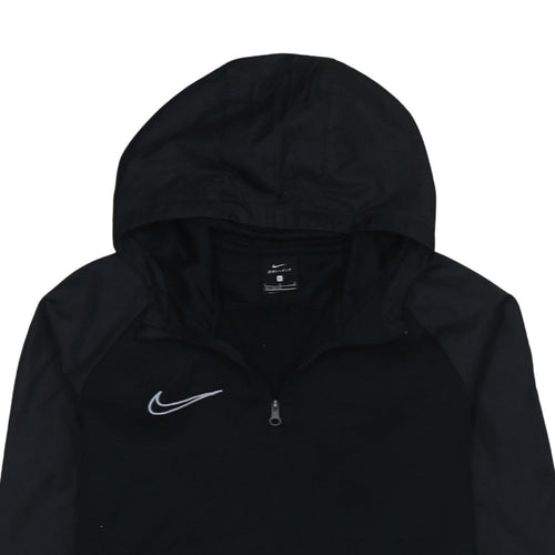 Nike Boys Black Dri-FIT 1/4 Zip Hooded Sweatshirt Size L 147–158cm