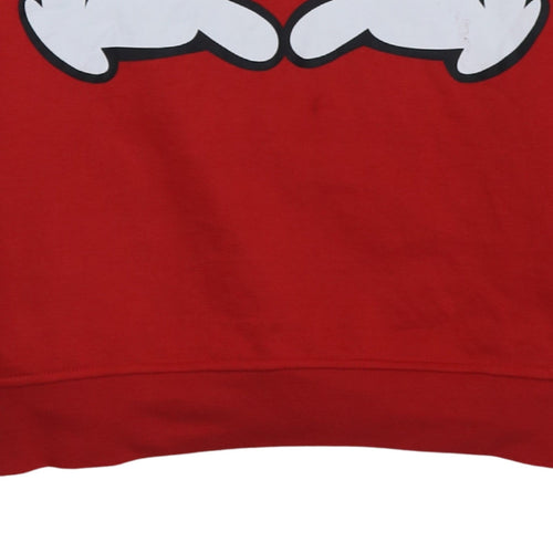 Disney Women's Red Hoodie Medium Pullover Heart Hands Love Graphic