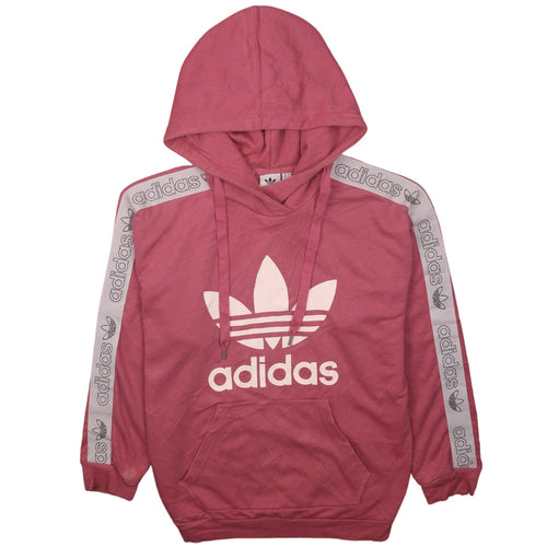 Adidas Women Pink Pullover Hoodie Sweatshirt Size 10 Logo Print