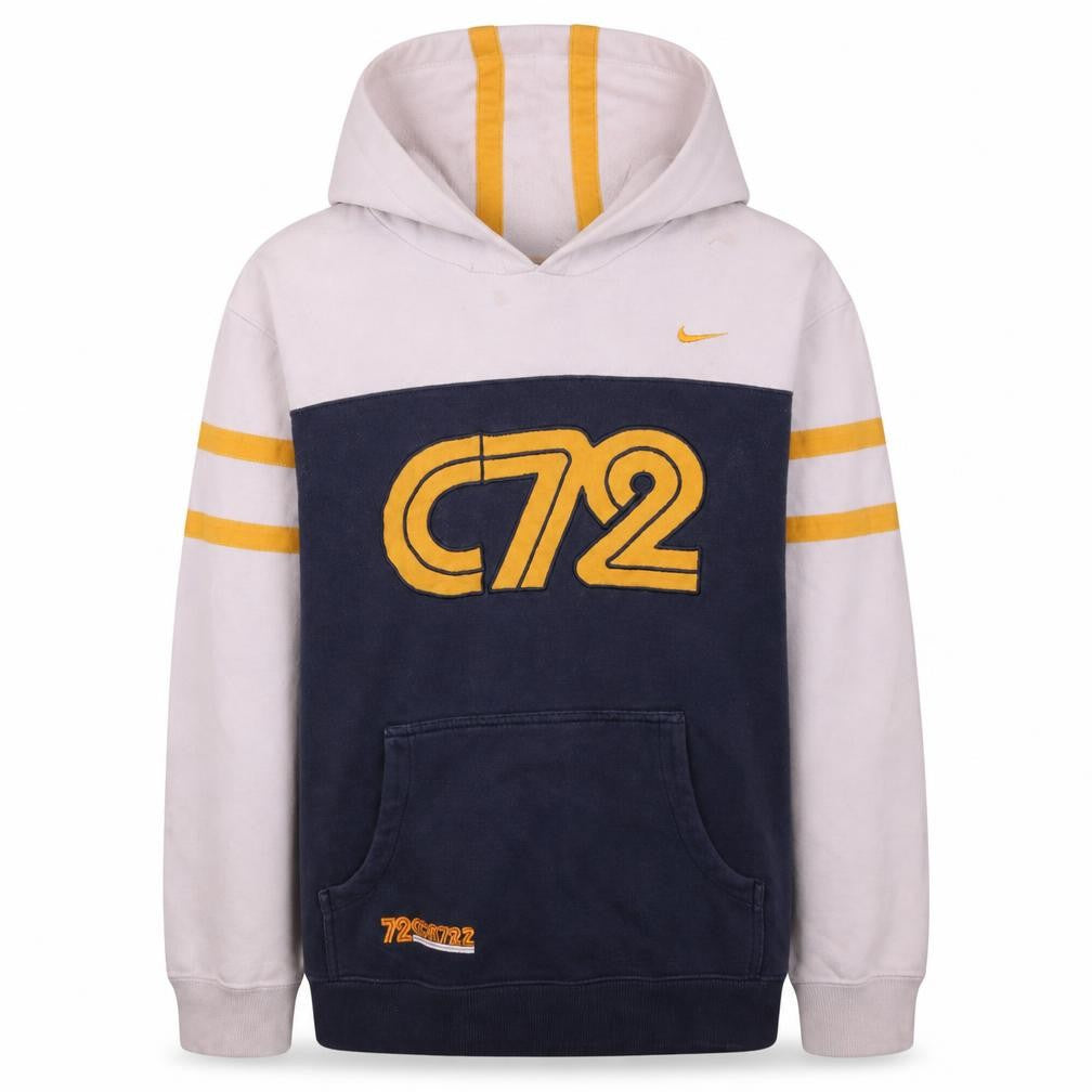 Nike Boys White and Navy C72 Pullover Hoodie Age 12/13 L Cotton Blend