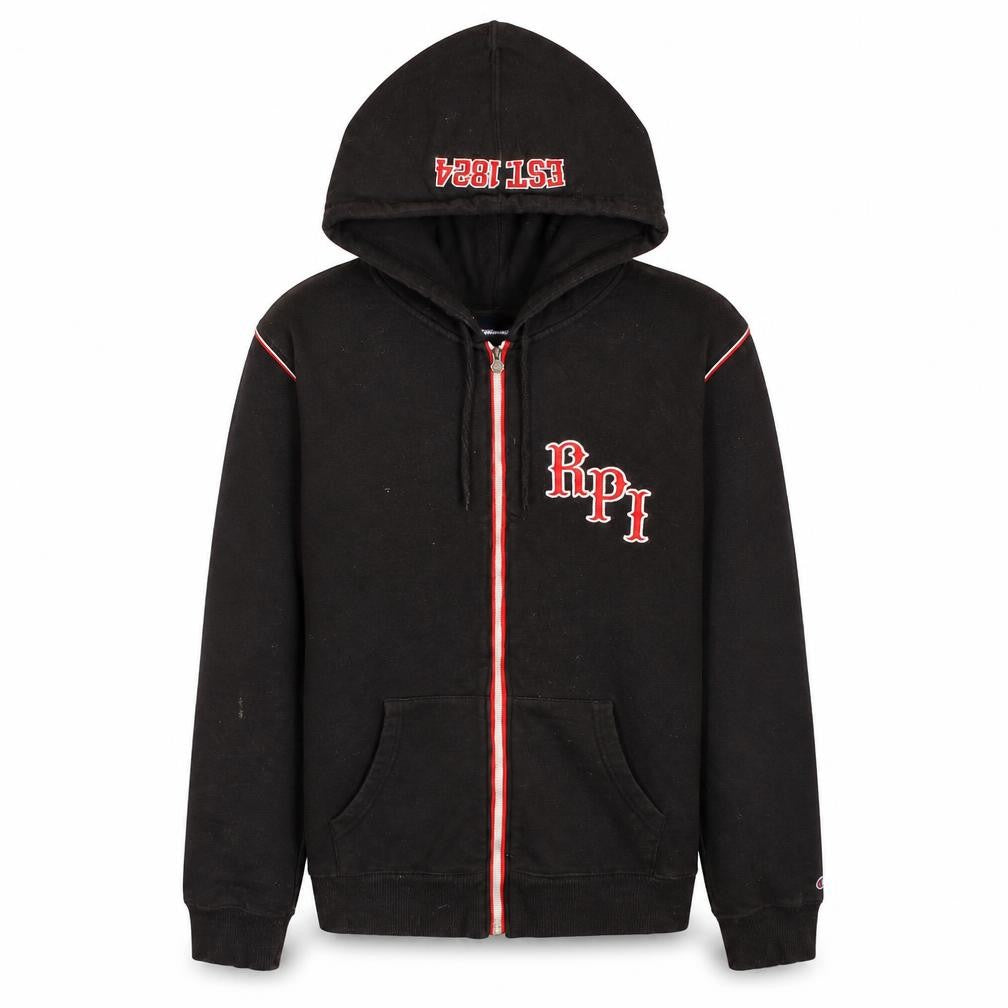 Champion Men's Black Full Zip RPI University Hoodie Size L
