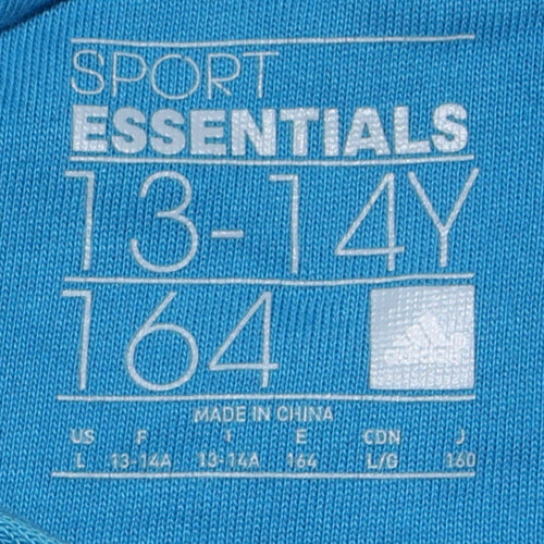 Adidas Boys Blue Pullover Hoodie 13-14 Years Sport Essentials Logo