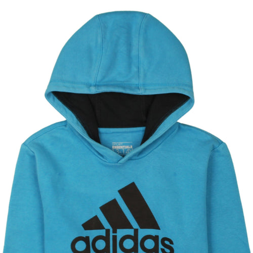 Adidas Boys Blue Pullover Hoodie 13-14 Years Sport Essentials Logo
