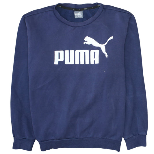 Puma Men's Blue Logo Crew Neck Pullover Sweatshirt Size M
