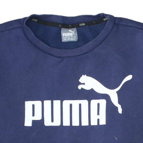 Puma Men's Blue Logo Crew Neck Pullover Sweatshirt Size M