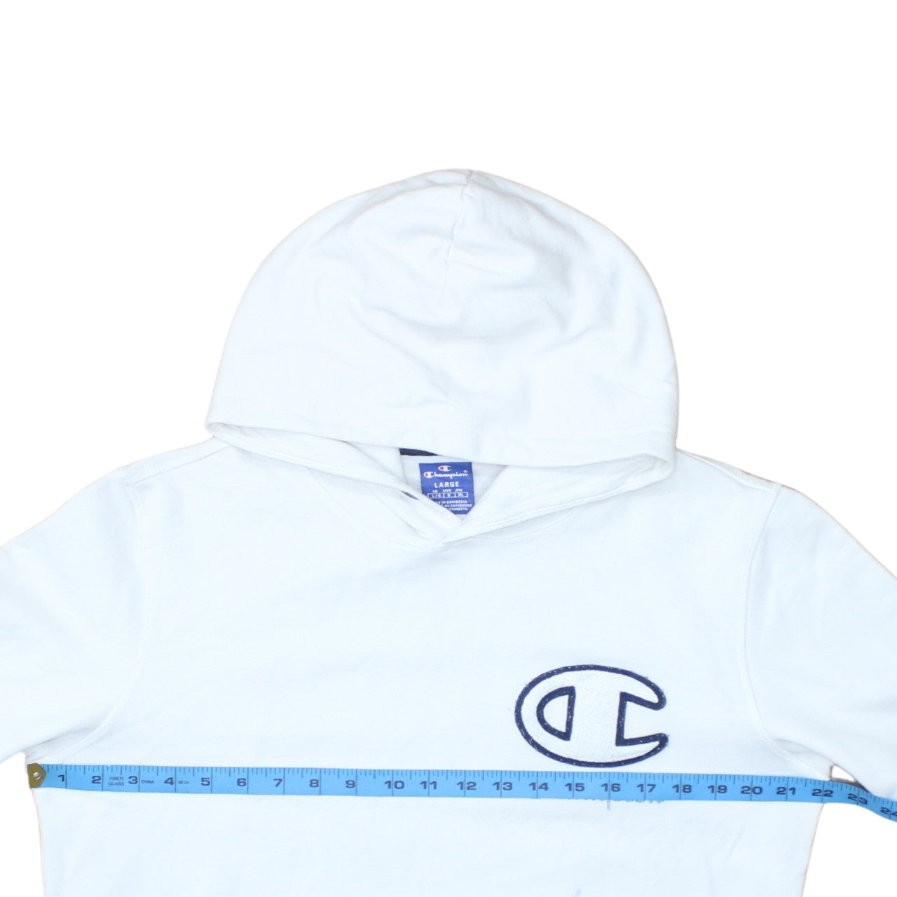 Champion Men's White Embroidered Pullover Hoodie Size L