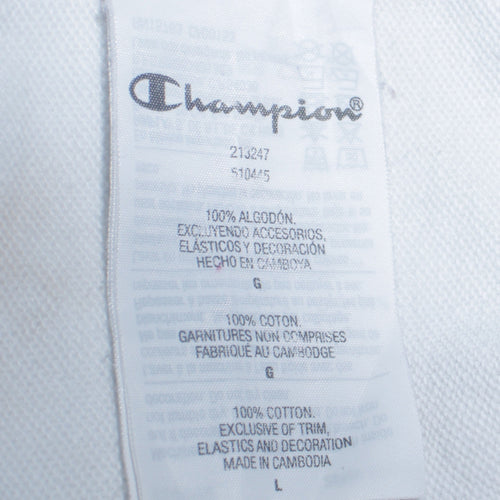 Champion Men's White Embroidered Pullover Hoodie Size L