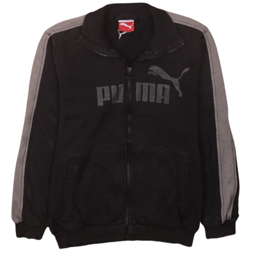 Puma Boys Black Track Jacket Size 12 Years Full Zip Logo Sportswear