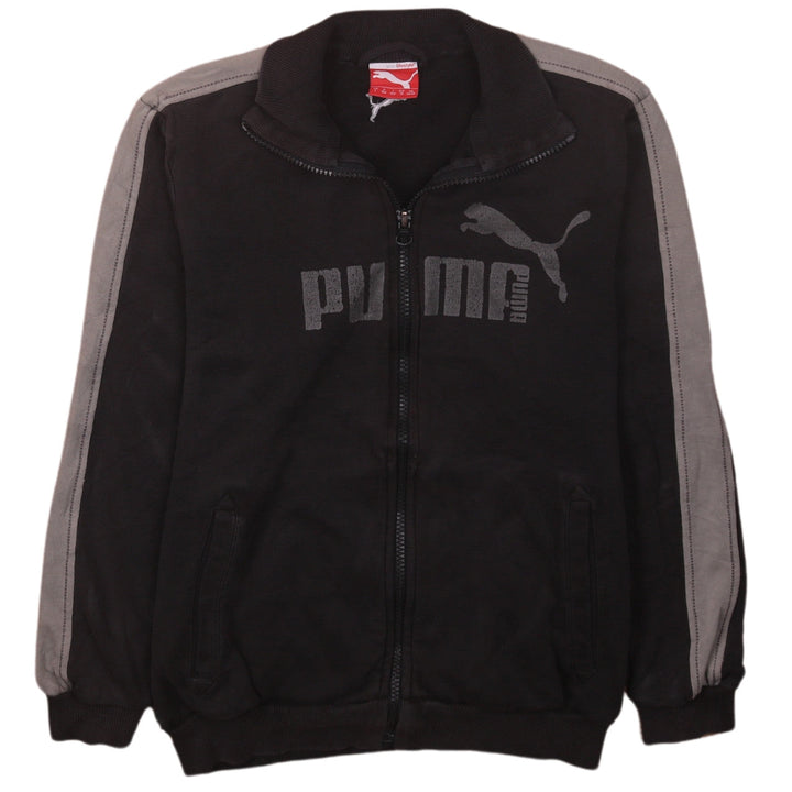 Puma Boys Black Track Jacket Size 12 Years Full Zip Logo Sportswear