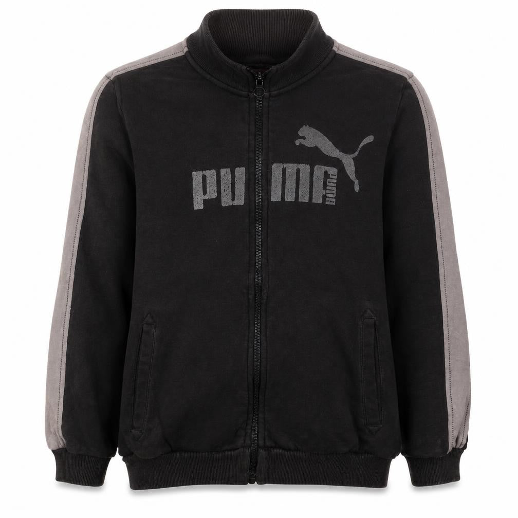 Puma Boys Black Track Jacket Size 12 Years Full Zip Logo Sportswear