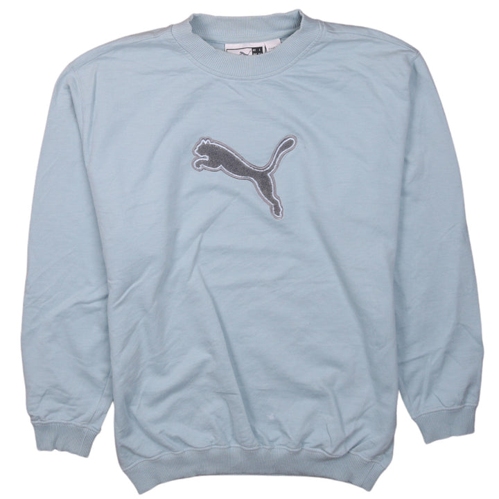 Puma Womens Blue Pullover Sweatshirt Size 12 Crew Neck Logo
