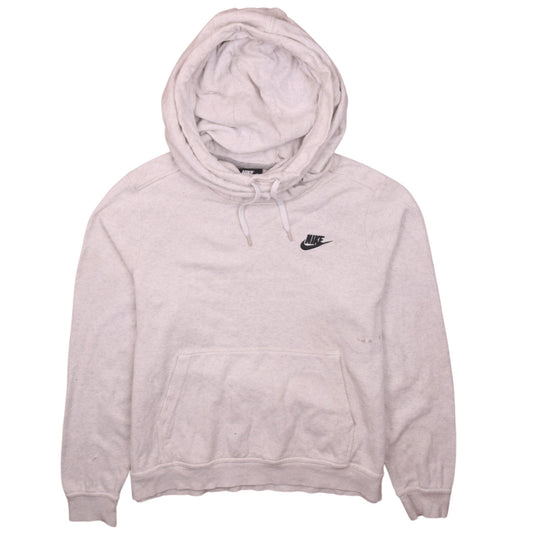 Nike Women Beige Pullover Hoodie Medium Cotton Blend Logo