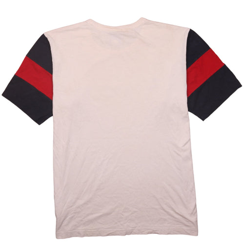 Champion Men's Beige Graphic T-Shirt Medium Red Black Sleeves