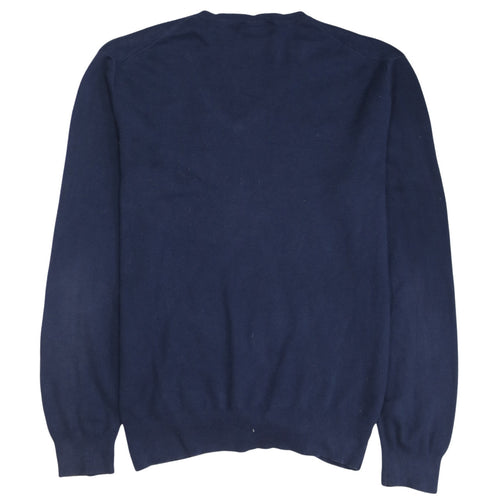 Ralph Lauren Men’s Blue V-Neck Slim Fit Cotton Jumper Size L