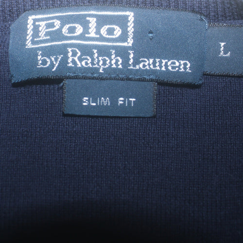 Ralph Lauren Men’s Blue V-Neck Slim Fit Cotton Jumper Size L