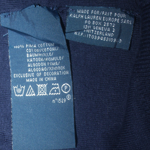 Ralph Lauren Men’s Blue V-Neck Slim Fit Cotton Jumper Size L