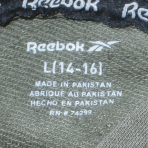 Reebok Teens Green Pullover Hoodie L 14-16 Cotton Blend