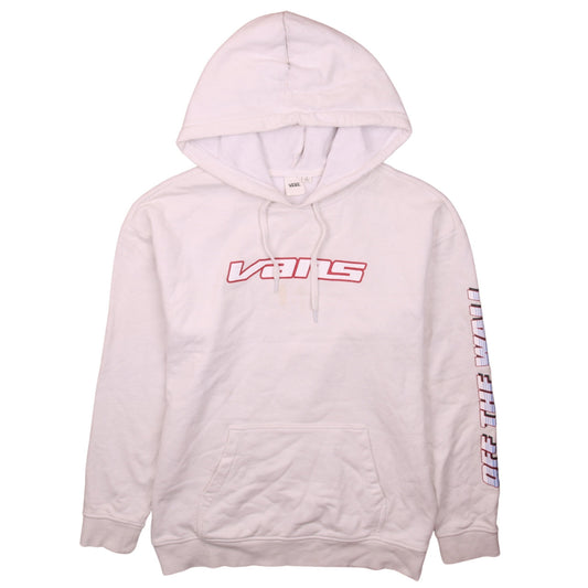 Vans Men’s White Pullover Hoodie Small Logo Graphic Fleece