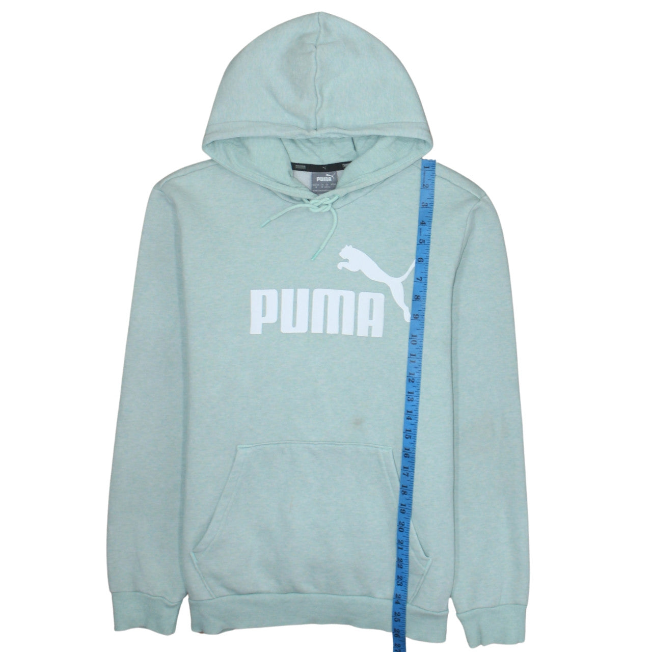 Puma Men's Green Pullover Hoodie Size M Regular Fit Logo Sweatshirt