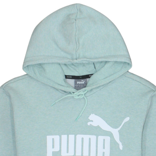 Puma Men's Green Pullover Hoodie Size M Regular Fit Logo Sweatshirt