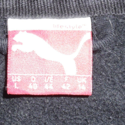 Puma Womens Black Full Zip Hoodie Size 14 Pink Logo