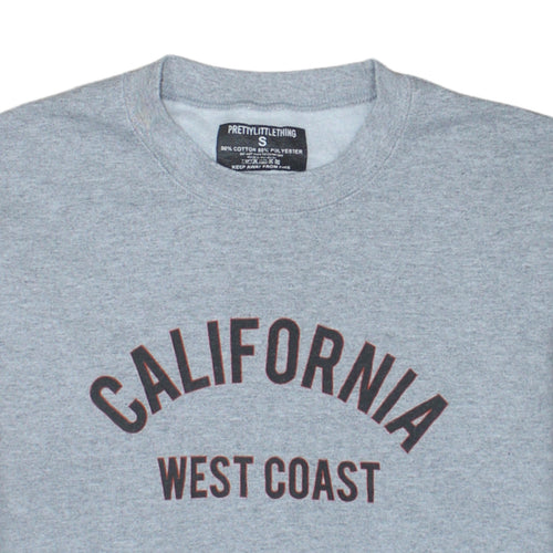 PrettyLittleThing Women’s Grey California West Coast Pullover Sweatshirt Size S