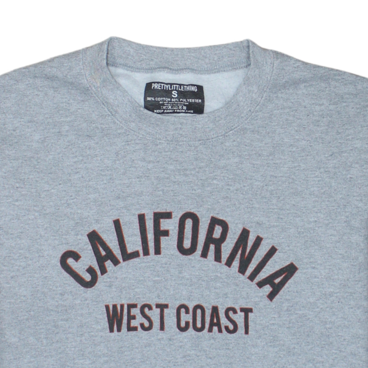 PrettyLittleThing Women’s Grey California West Coast Pullover Sweatshirt Size S