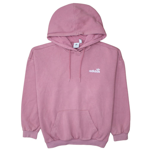 Adidas Womens Pink Pullover Hoodie Size 10 Logo Hooded Sweatshirt