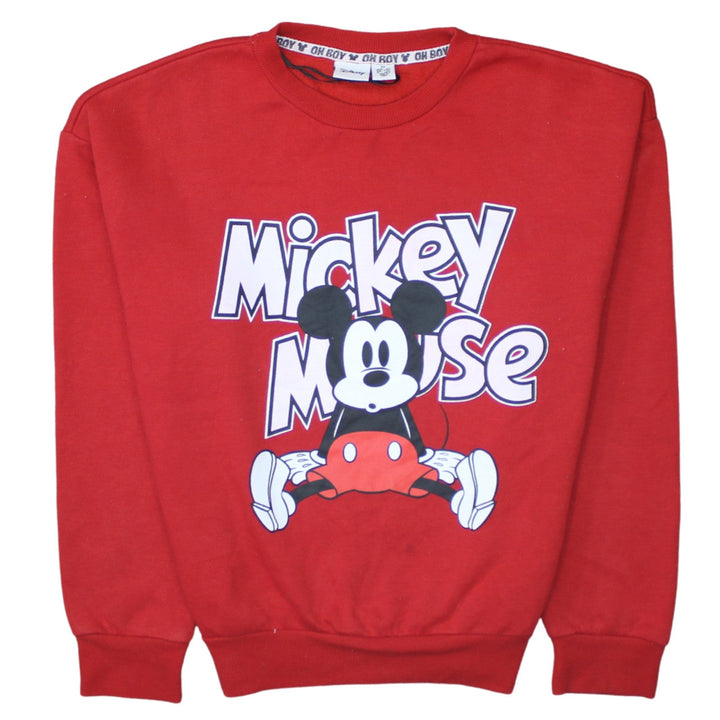 Disney Women Red Mickey Mouse Pullover Sweatshirt XS