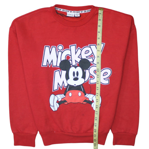 Disney Women Red Mickey Mouse Pullover Sweatshirt XS